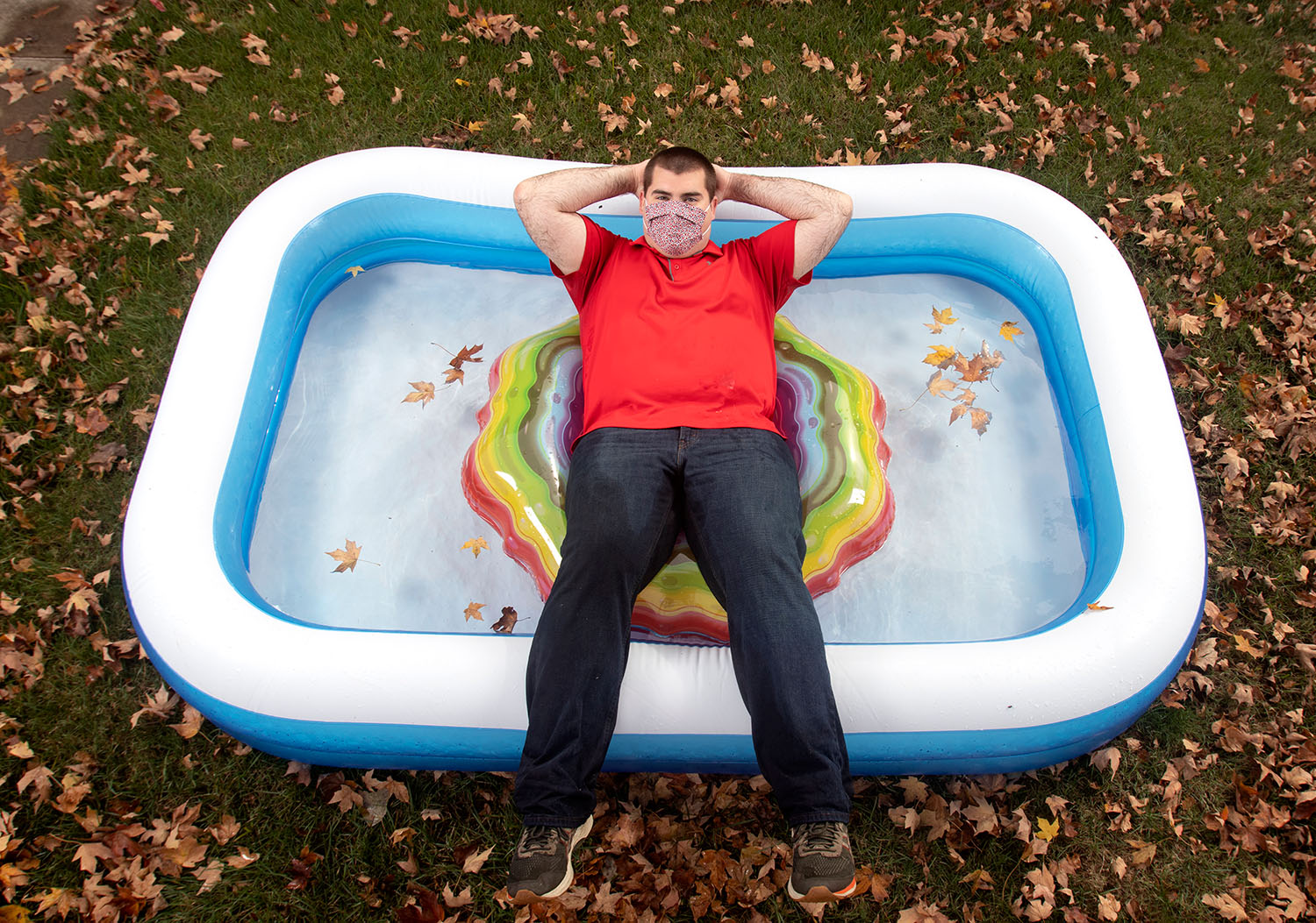After helping the Cherry Creative photo editor set up for a cover shoot, I served as her test subject while fine tuning the lighting (Photo by Brittany Morrison).